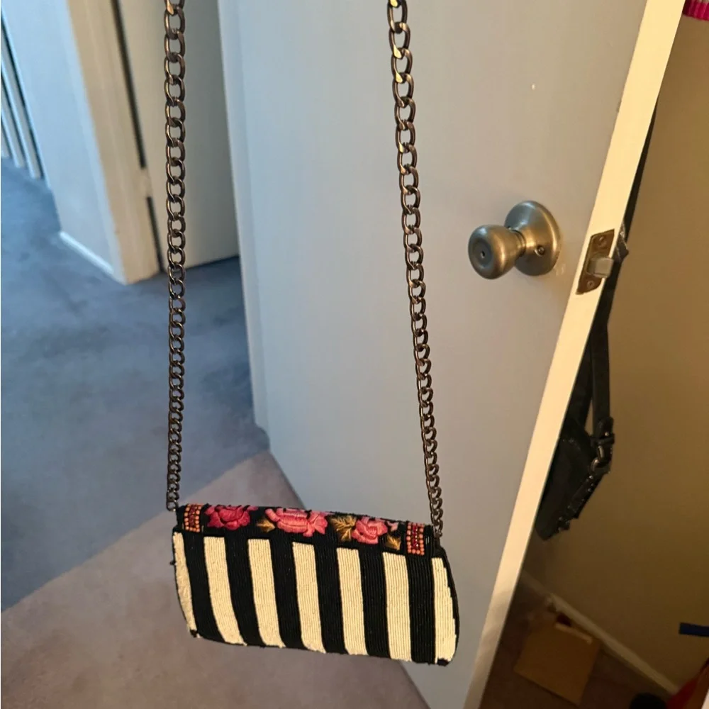 Mary Frances Black and Pink Floral Mini Bag - Picture 12 of 13